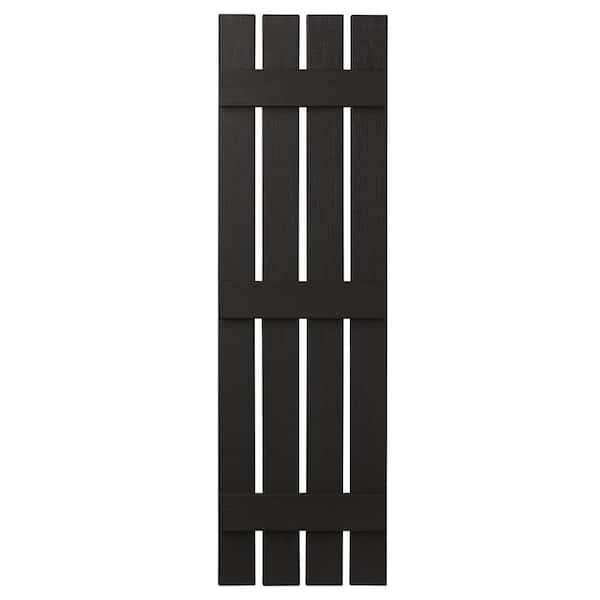 Ply Gem 16 in. x 59 in. Polypropylene Plastic 4-Board Open Board and Batten Shutters Pair in Peppercorn
