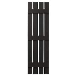 16 in. x 63 in. Polypropylene Plastic 4-Board Open Board and Batten Shutters Pair in Peppercorn