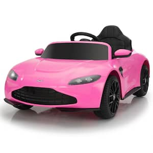 12-Volt Electric Car Kids Ride on Licensed Aston Martin Car with Remote Control and Music, Pink