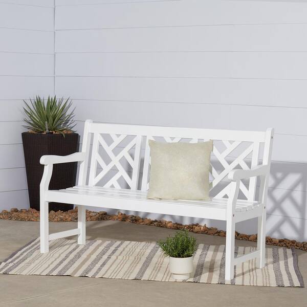 Afoxsos 5 ft. Wood Outdoor Patio Garden Bench in White