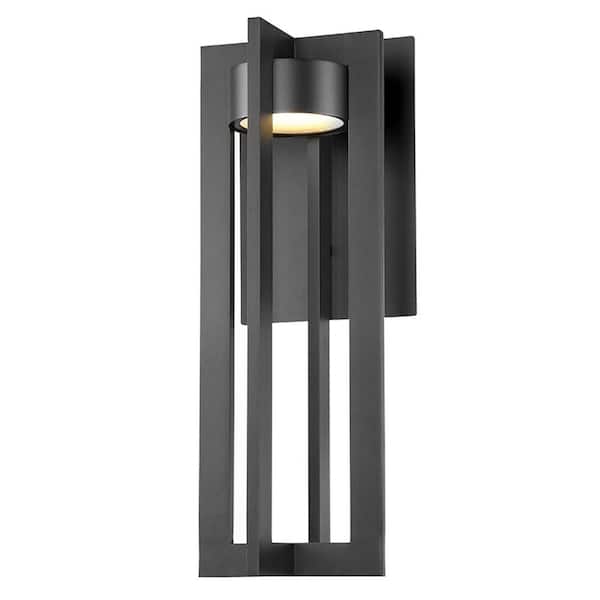 WAC Lighting Chamber 20 in. Black Integrated LED Outdoor Wall Sconce, 3000K