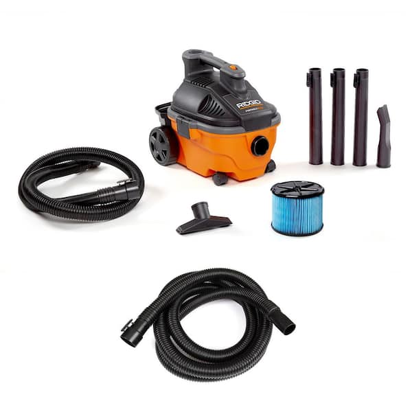 4 Gal. 5.0 Peak HP Portable Shop Vacuum WD4070 Wet Dry Vac with Fine Dust Filter, 14 ft. Locking Hose and Accessories