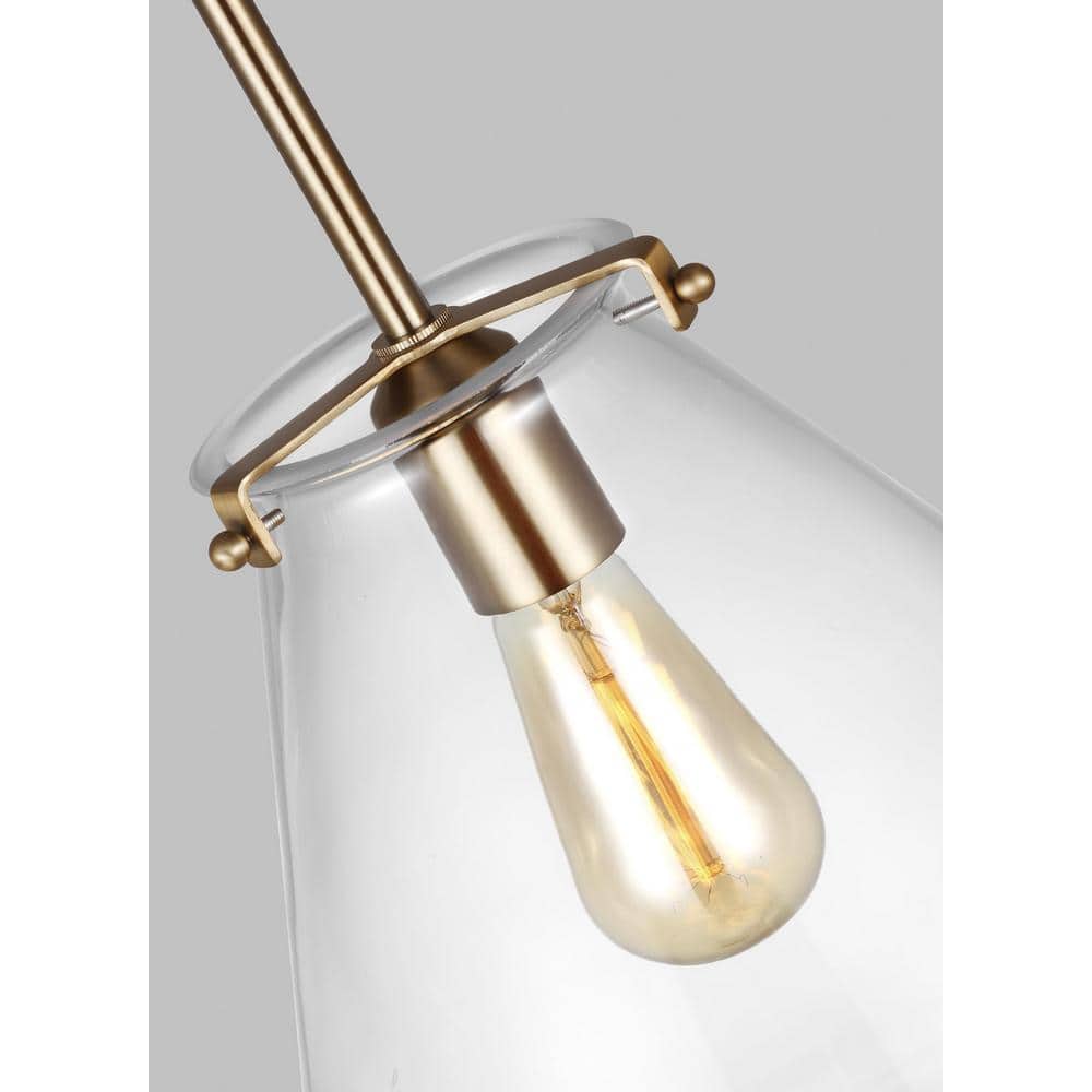 Elegant Satin Brass Modern Pendant with Clear Glass Shade