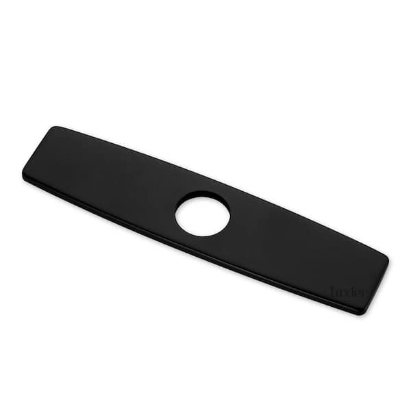 LUXIER 10 in. x 2.4 in. x 0.25 in. Brass Kitchen Sink Faucet Hole Cover Deck Plate Escutcheon in Matte Black