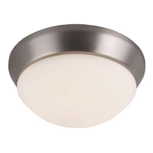 10 in. 1-Light Brushed Nickel LED Flush Mount