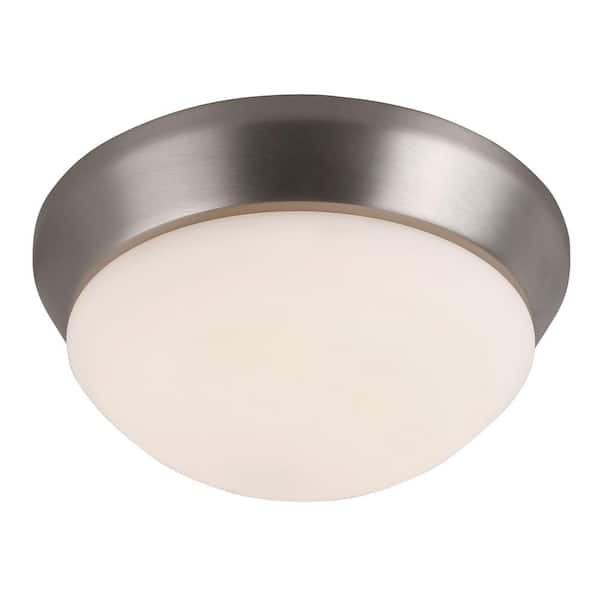 Unbranded 10 in. 1-Light Brushed Nickel LED Flush Mount