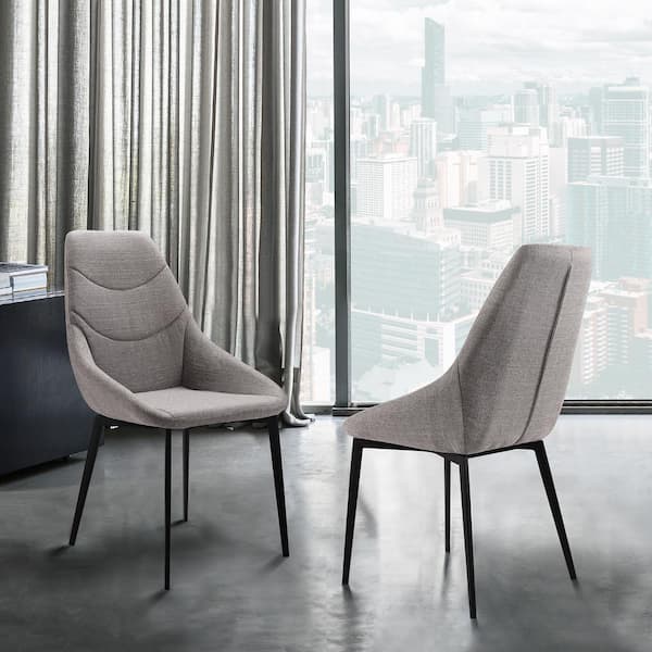 Armen Living Castle Gray Fabric Dining Chair - Set of 2