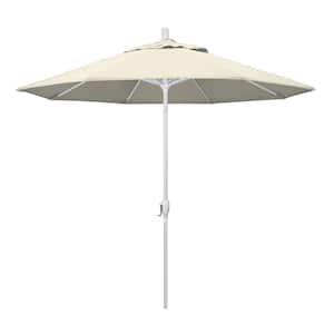 9 ft. Aluminum Market Push Tilt - M White Patio Umbrella in Antique Beige Olefin