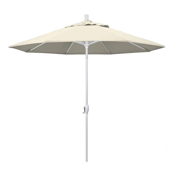 California Umbrella 9 ft. Aluminum Market Push Tilt - M White Patio Umbrella in Antique Beige Olefin