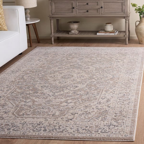 Harrison 9 ft. x 12 ft. Beige/Ivory Gray Medallion Area Rug