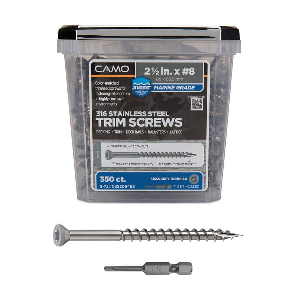 2-1/2 in. #8 316 Stainless Steel Gray Premium Star Drive Trim Screws (350-Count) price history on PriceWatchPro