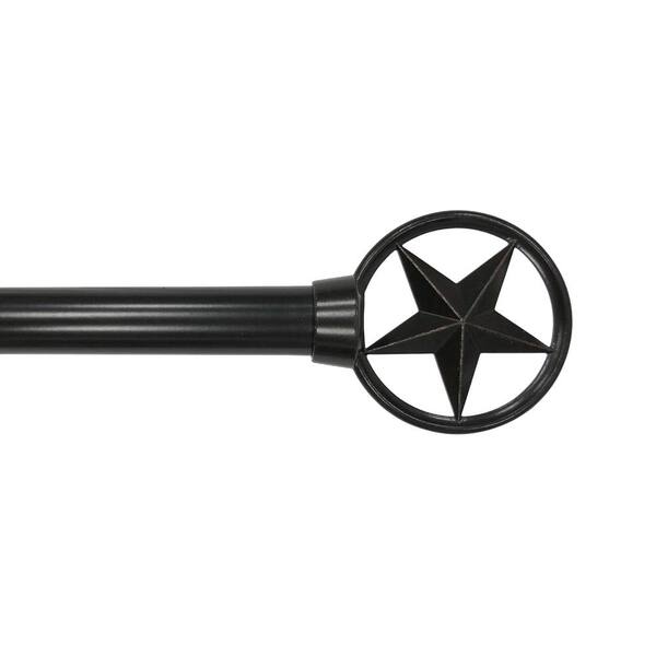 StyleWell 66 in. - 120 in. Telescoping 3/4 in. Single Curtain Rod Kit in Oil- Rubbed Bronze with Star Finials