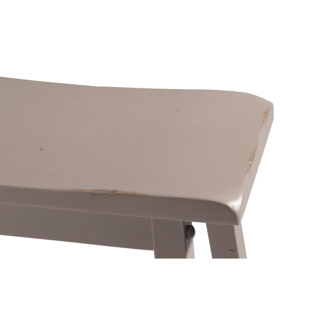 Classic Distressed Gray Wood and Metal Saddle Bar Stool