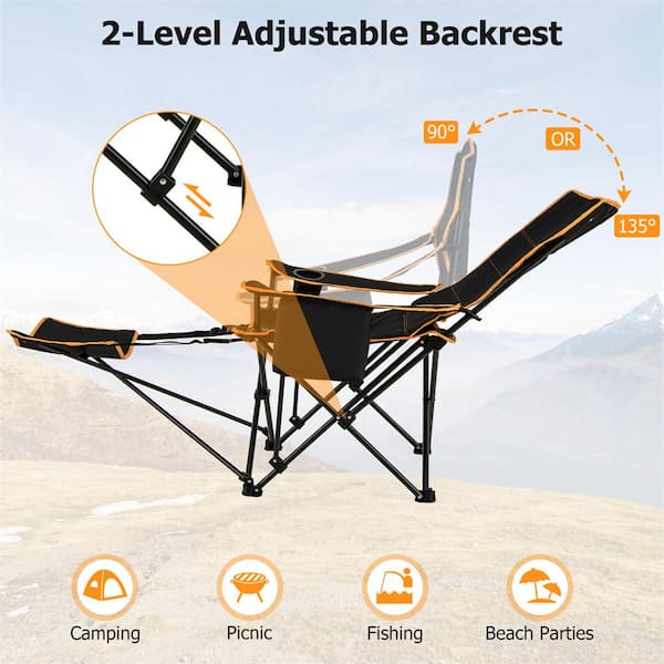 HONEY JOY Portable Folding Outdoor Recliner Camping Chair with