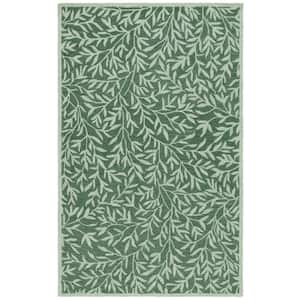 Martha Stewart Green 5 ft. x 8 ft. Border Abstract Floral Area Rug