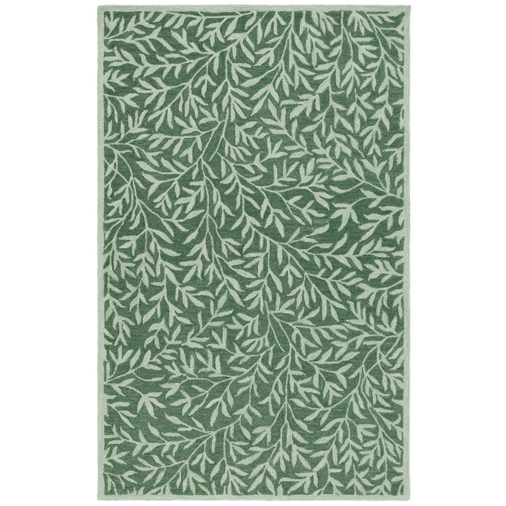 Handmade Green Floral Tufted Wool 9' x 12' Rug