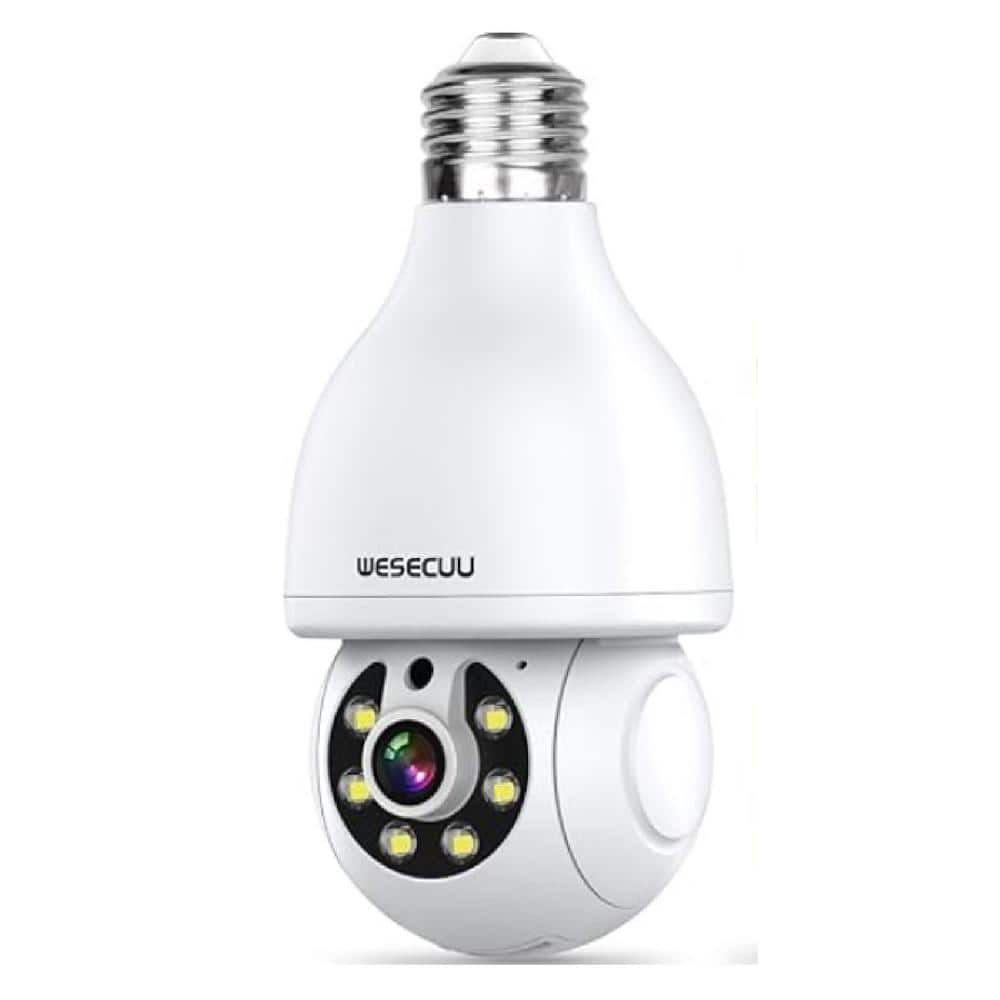 Wireless Indoor Plug-in WiFi Security Camera with Color Night Vision 2-Way Audio 2.45-5G Infrared w/6 Floodlights White price history on PriceWatchPro