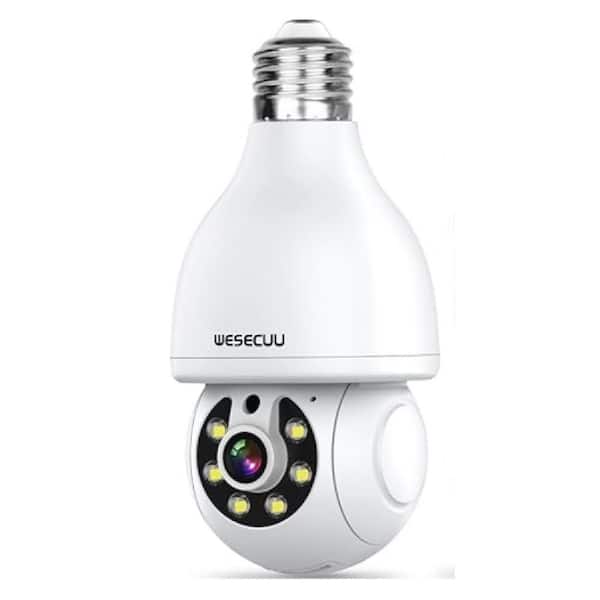 Wireless Indoor Plug-in WiFi Security Camera with Color Night Vision 2-Way Audio 2.45-5G Infrared w/6 Floodlights White