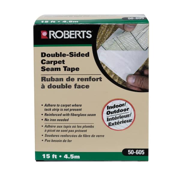 ROBERTS 50-605-12 Dbl Side Carpet Tape,15ft,Indoor/Outdoor ROBERTS 50-605-12 Dbl Side Carpet Tape,15ft,Indoor/Outdoor