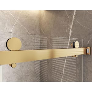 56-60 in. W x 76 in. H Double Sliding Frameless Shower Door in Brushed Gold Finish with 3/8 in. (10 mm) Tempered Glass