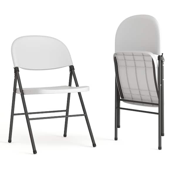 Carnegy Avenue Granite White Metal Folding Chair (2-Pack)