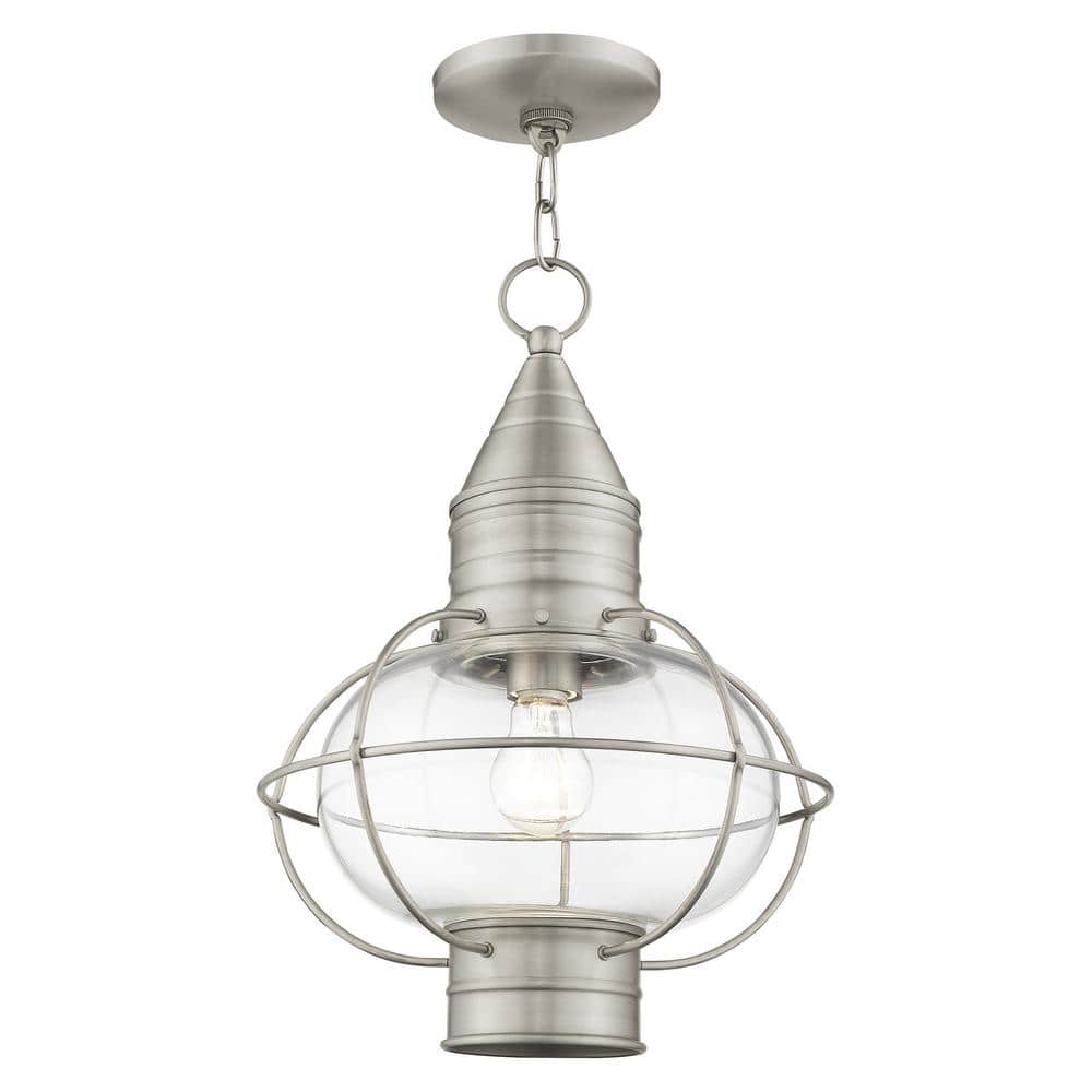 Brushed Nickel Globe Pendant Light with Clear Glass Shade
