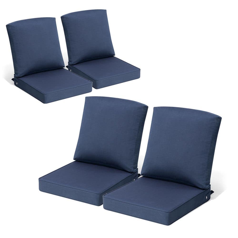 21 in. x 22 in. 4-Piece Outdoor Lounge Chair Cushion Replacement Patio Cushions with Attached Ties in Navy Blue price history on PriceWatchPro