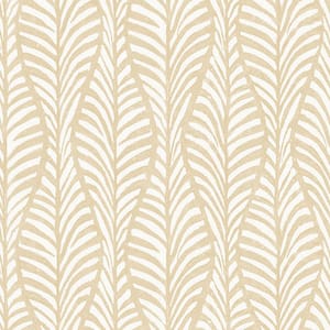 Block Print Leaves White Clay Peel and Stick Wallpaper Sample