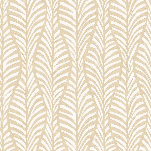 Tempaper Block Print Leaves White Clay Peel and Stick Wallpaper Sample ...