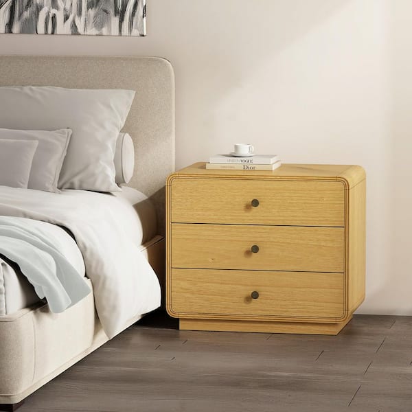 Manhattan Comfort Liora Contemporary Natural 3-Drawer 28 in. W