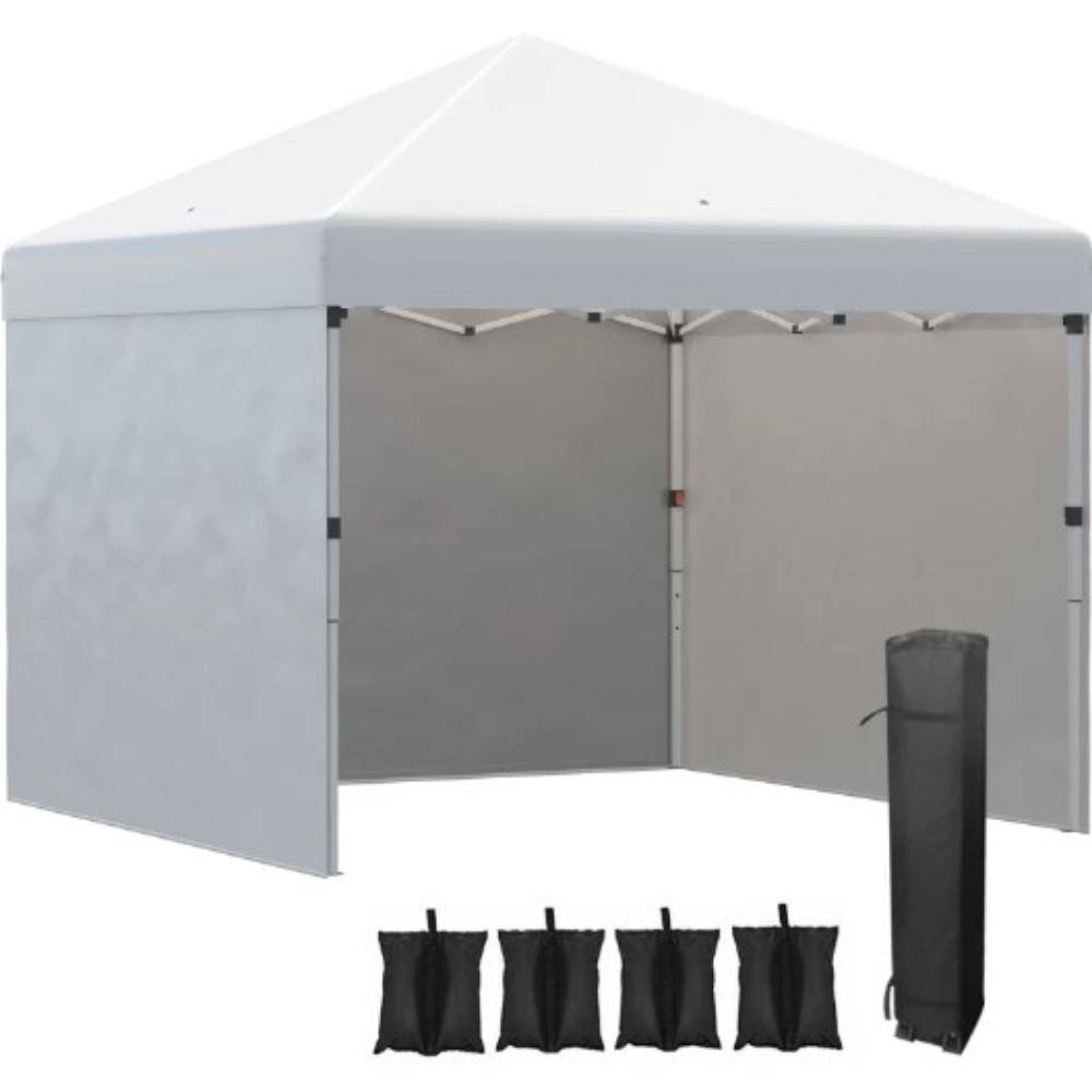 White Height Adjustable Pop Up Canopy Party Tent with 3 Sidewalls, Leg Weight Bags and Carry Bag price history on PriceWatchPro