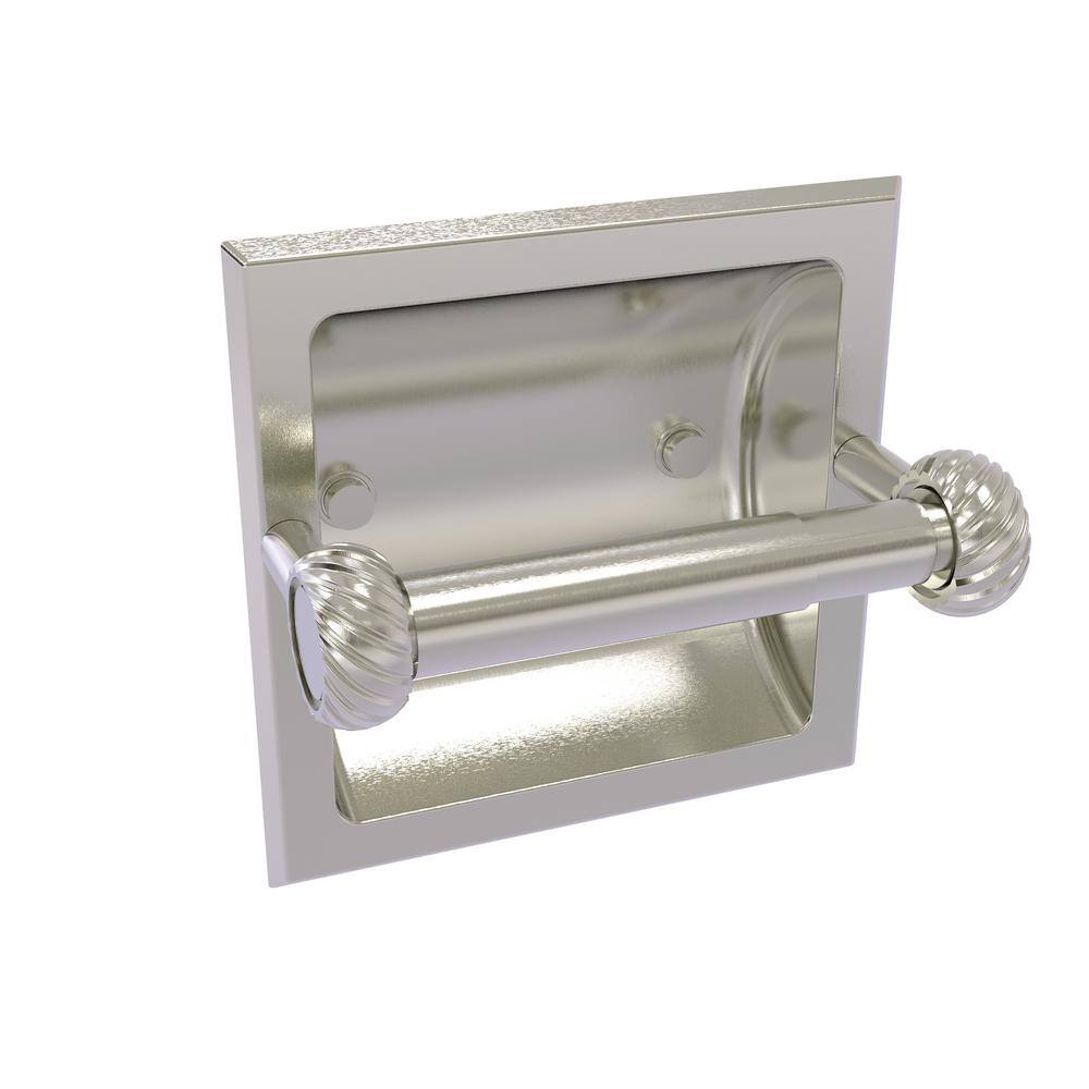 Satin Nickel Recessed Toilet Paper Holder with Twisted Accents