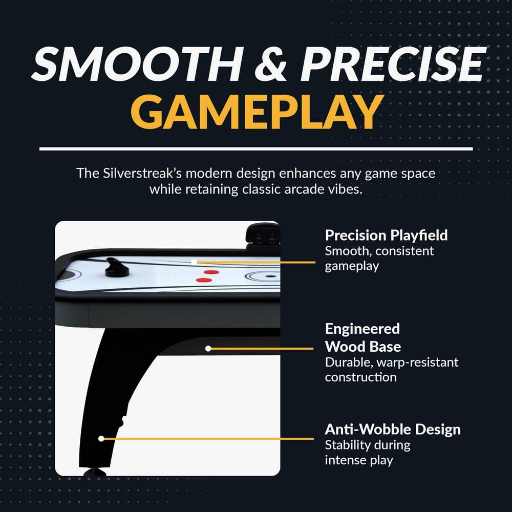 Silver and Black 6-Foot Air Hockey Table with Digital Scoreboard