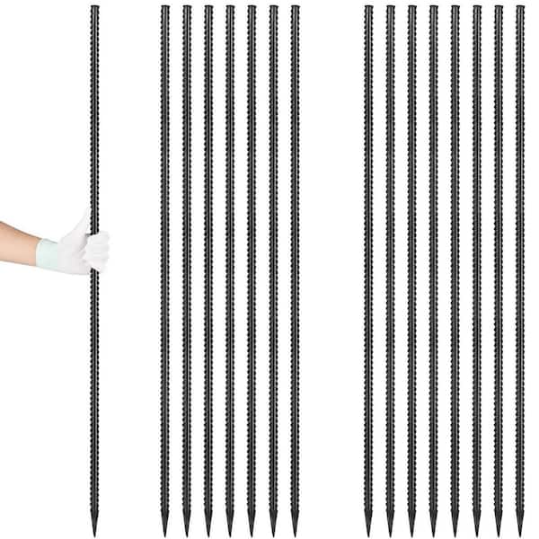 48 in. Concrete Form Stakes Straight 3/8 in. Diameter Rebar Ground Metal Stakes, Black (16-Pack)