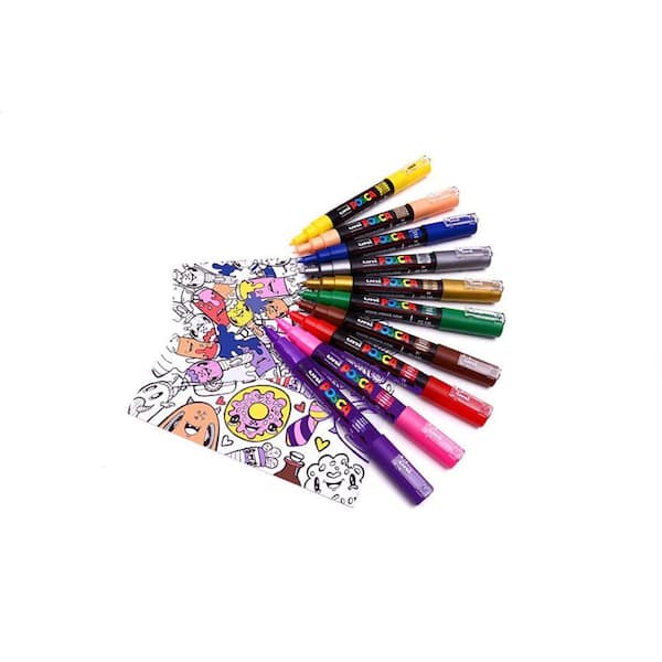 POSCA Fine PC-3M Art Paint Marker Pens Gift Set of 8 Autumn Tones Drawing  Drafting Poster Markers Yellows, Reds, Browns & Greens 