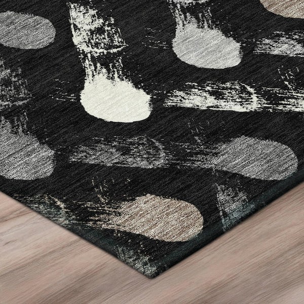 Chantille Machine Washable Indoor/Outdoor Abstract ACN2900 Black 10 ft. x 14 ft. Area Rug