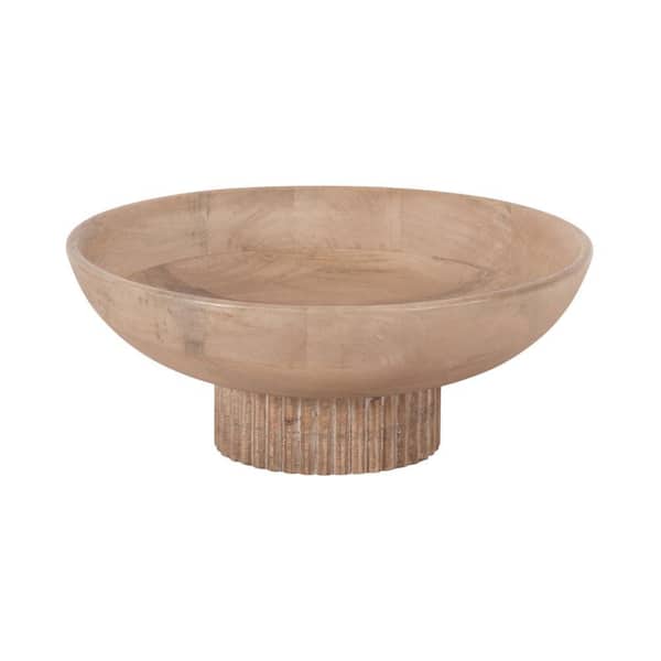 Rooks Natural Brown Round Wood 12 in. Decorative Bowl