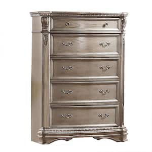 Northville 5-Drawer Antique Silver Chest of Drawer 56 in. x 42 in. x 20 in.