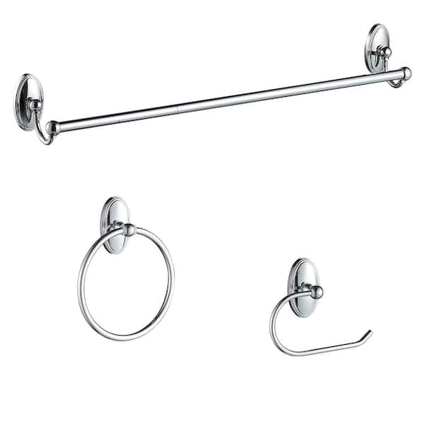 FORIOUS 3-Piece Bath Hardware Set with Included Mounting Hardware in Brushed Chrome