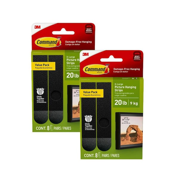 20 lbs. Black Picture Hanging Strips (16-Pack) (16-Pairs of Strips)