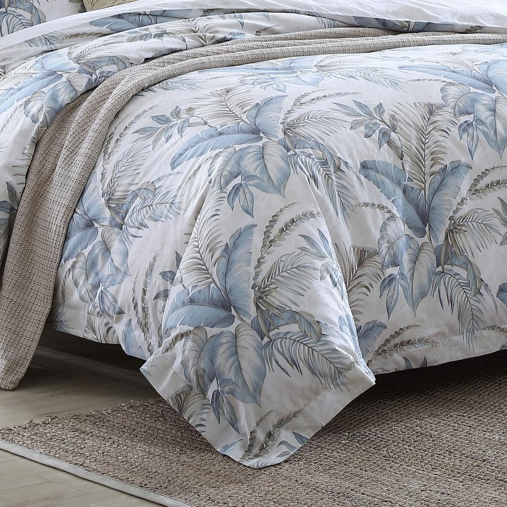 King Blue Cotton Reversible Comforter Set with Shams
