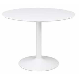 Lowry White Wood Round Column Dining Table Seats 4