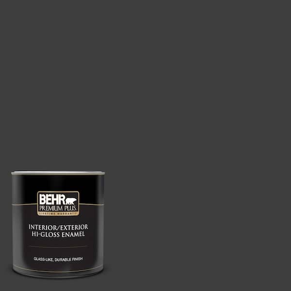 BEHR PREMIUM PLUS 1 qt. Pure Black Hi-Gloss Enamel Interior/Exterior Paint
