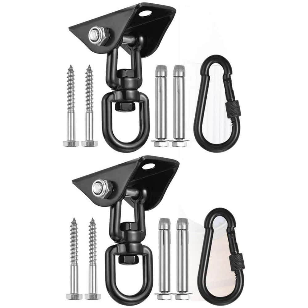 2-Pack Black 1200 lb. Capacity Hanging Chair Hardware 360°Rotating Hammock Hooks for Hammock Chair Stand Seat Yoga Gym price history on PriceWatchPro