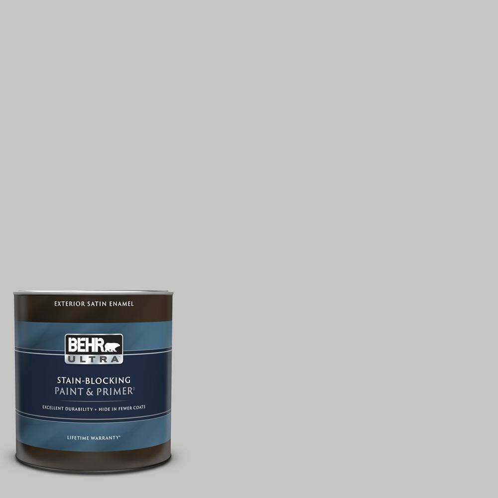 BEHR ULTRA 1 qt. N5202 Silver Bullet Satin Enamel Exterior Paint