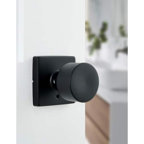 Ridgeway Matte Black Bed/Bath Privacy Door Knob with Square Rose