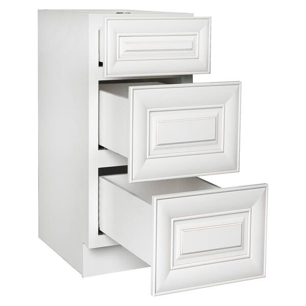 Plywell Ready to Assemble 12x34.5x24 in. Base Drawer with 1 Standard Drawer with 2 Deep Drawers in Antique White