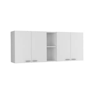 59.05 in. W x 12.4 in. D x 23.62 in. H Kitchen Bathroom Storage Wall Cabinet with Double Door in White