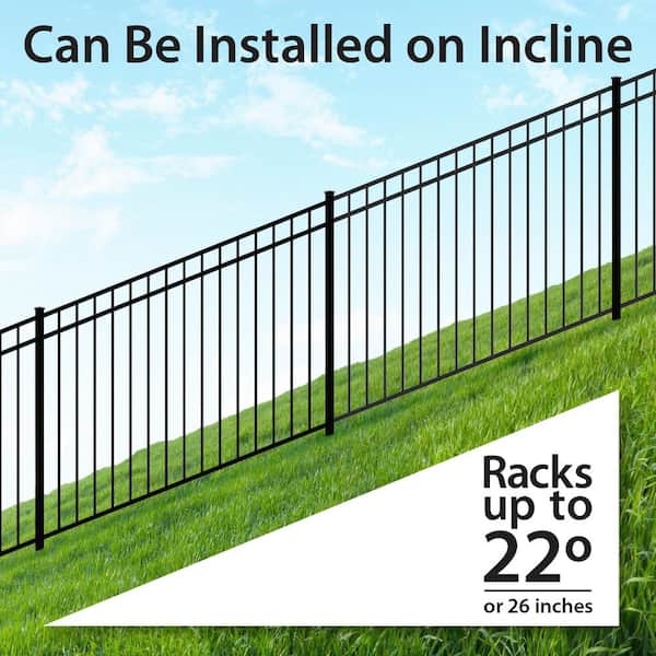 FORGERIGHT Vinings 4 ft. H x 6 ft. W Black Aluminum Pre-Assembled Spaced Bar Flat Framed Metal Fence Panel
