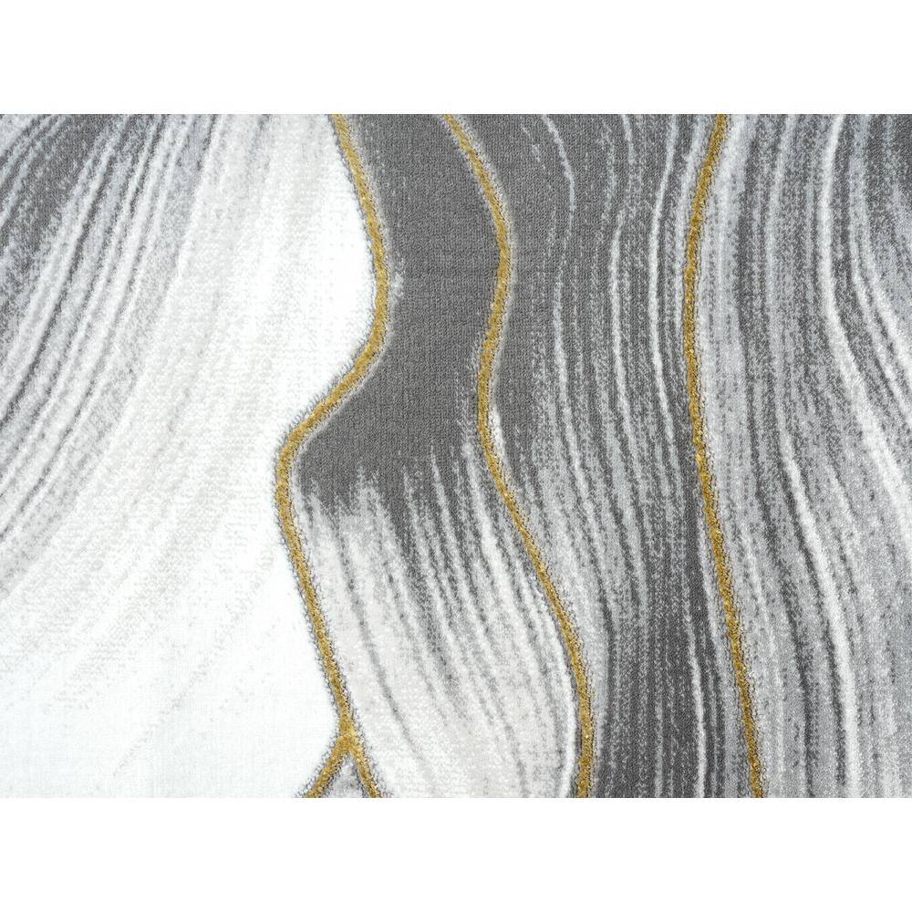 Gray and Gold Abstract Swirl Design Area Rug, 5'3"x7'6"